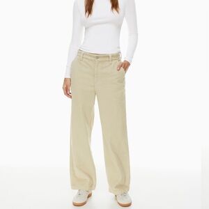 TNA mid-rise wide-leg with back welt pockets humas/beige corduroy pants.